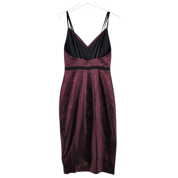 Cinq A Sept Soleil Coctail Dress SZ 2 Metallic Burgundy Red Knee Length Strappy - Picture 4 of 11